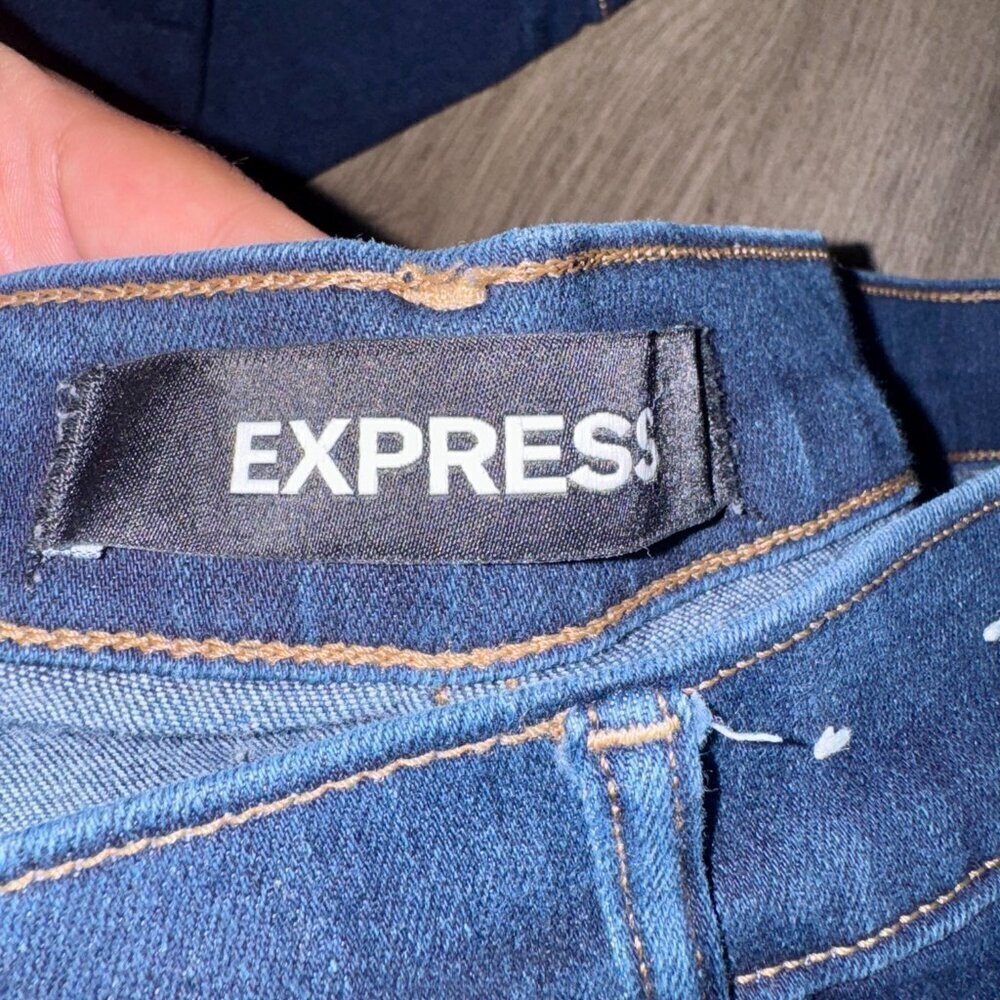 👖 Express High Waisted Denim Perfect Ankle Leggings – Medium Wash, 16 Short - Picture 6 of 7